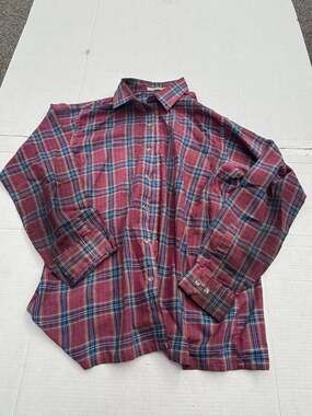 Arrow Sport Men's Long Sleeve Button Down Plaid Shirt Size Large